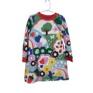 Mini Boden Sweatshirt Dress Girls 6-7 Years Rainbow Print Long Sleeve Pockets
